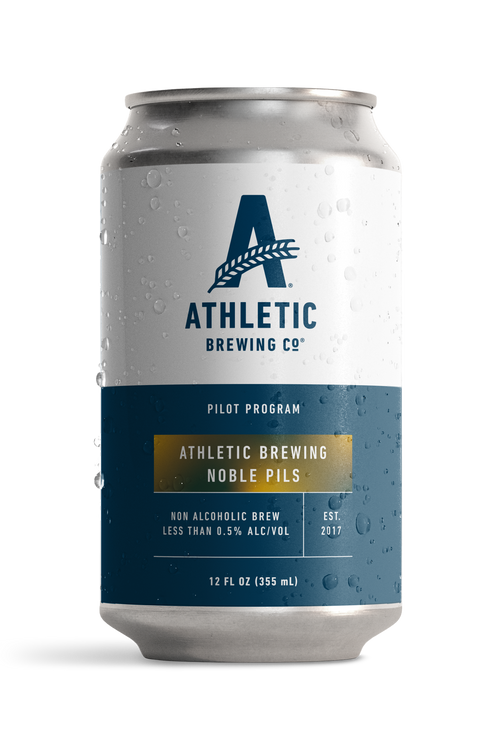 A can of Athletic Brewing Noble Pils in a white background