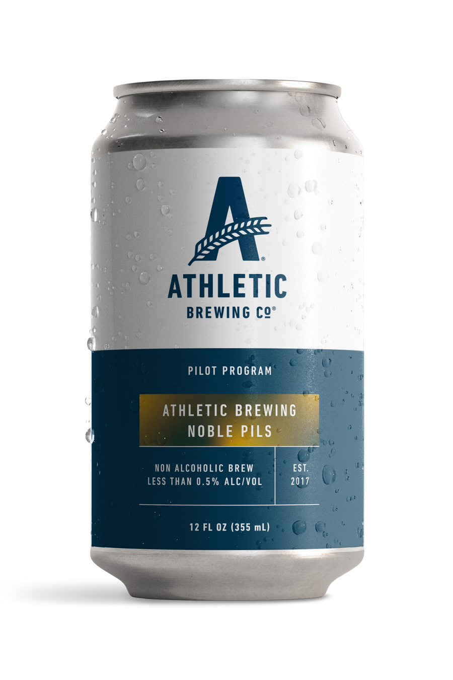 A can of Athletic Brewing Noble Pils in a white background