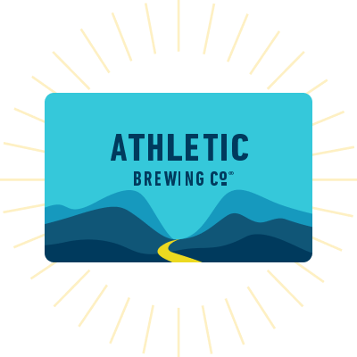 Athletic Brewing gift card with sun rays coming out the back