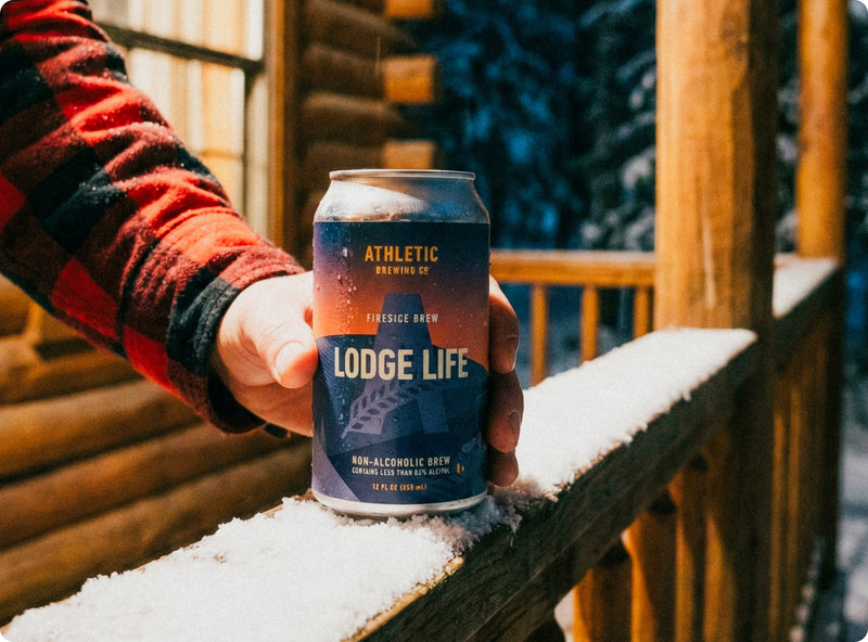 Lodge Life can on a snowy ledge