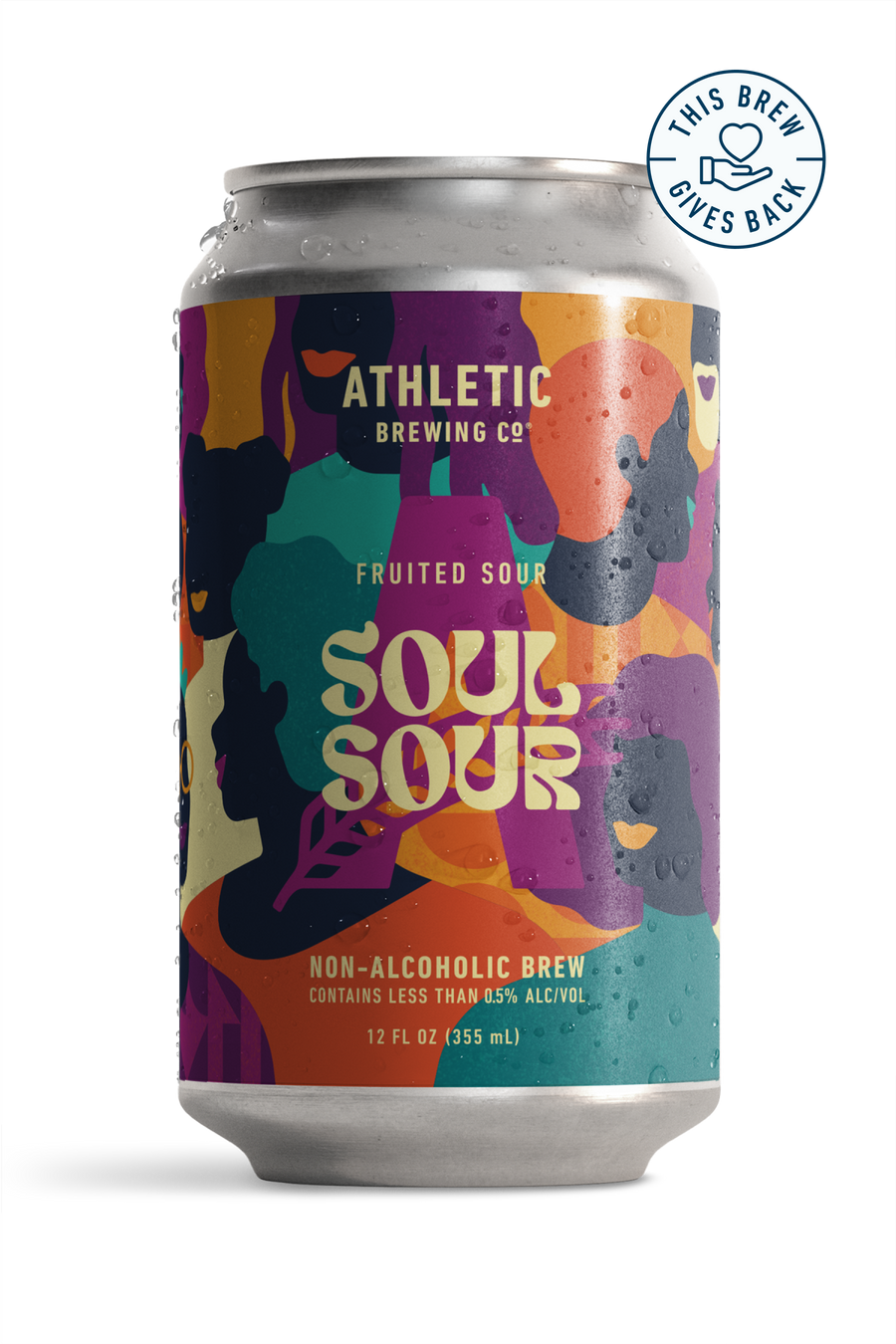 a can of soul sour with a badge "This brew gives back"