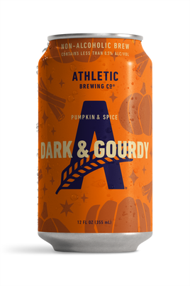 Athletic Brewing Dark & Gourdy Pumpkin & Spice non-alcoholic brew 12 oz can.
